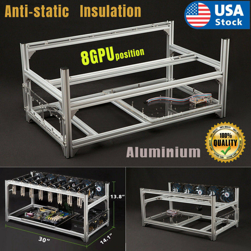 Mining Rig Frame Equipment Aluminum Stackable For 8GPU Bitcoin Ethereum
