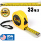 10M 33FEET Retractable Tape Measure Griplock Imperial Metric Measuring Metres