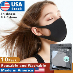 10 pack Face Mask Black Washable polyurethane Reusable Breathable Unisex Masks