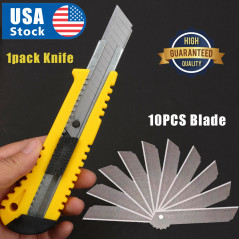 12PC Knife Utility Box Cutter Retractable Lock Razor Sharp Blade Tool Heavy Duty