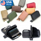 Genuine Leather Wallet Car Key Holder Case Keychain Bag Zipper Credit Card Purse