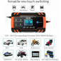 LCD Car ATV 12/24V 6-150Ah Motorcycle Pulse Repair Battery Charger AGM Automatic