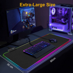 RGB LED Extra Large Soft Gaming Mouse Pad Oversized Glowing 31.5x12''