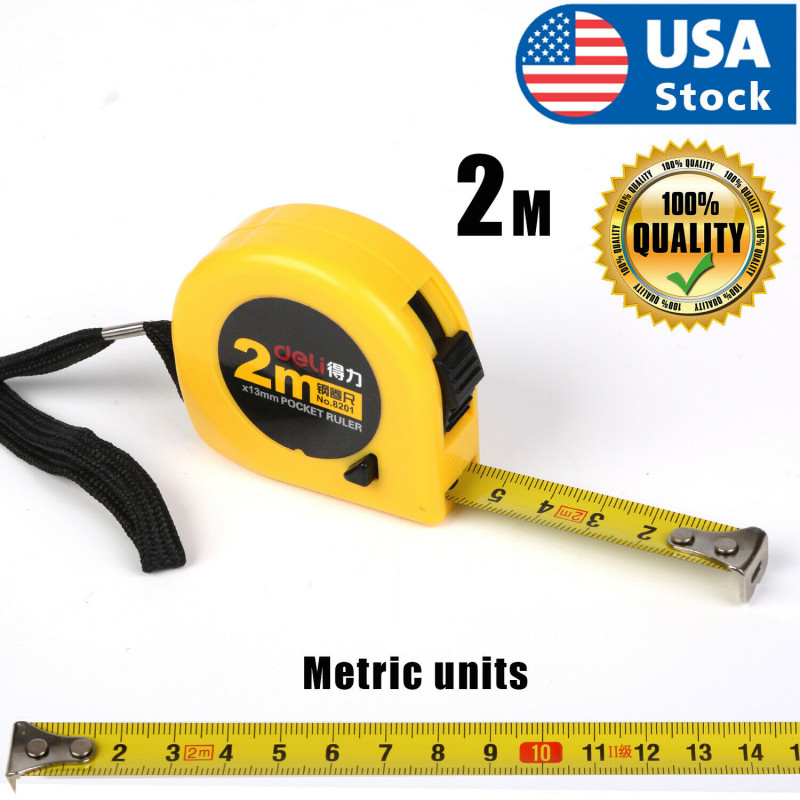 2m Retractable Tape Measure Griplock Imperial Metric Measuring