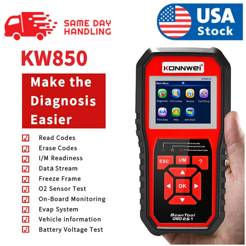 KW850 OBD2 EOBD CAN Auto Diagnostic Scanner Car Fault Code Reader Tester Tool