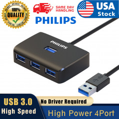Philips USB 3.0 Multi HUB 4-Port Splitter Expansion Cable Adapter High Speed PC