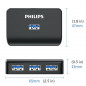 Philips USB 3.0 Multi HUB 4-Port Splitter Expansion Cable Adapter High Speed PC