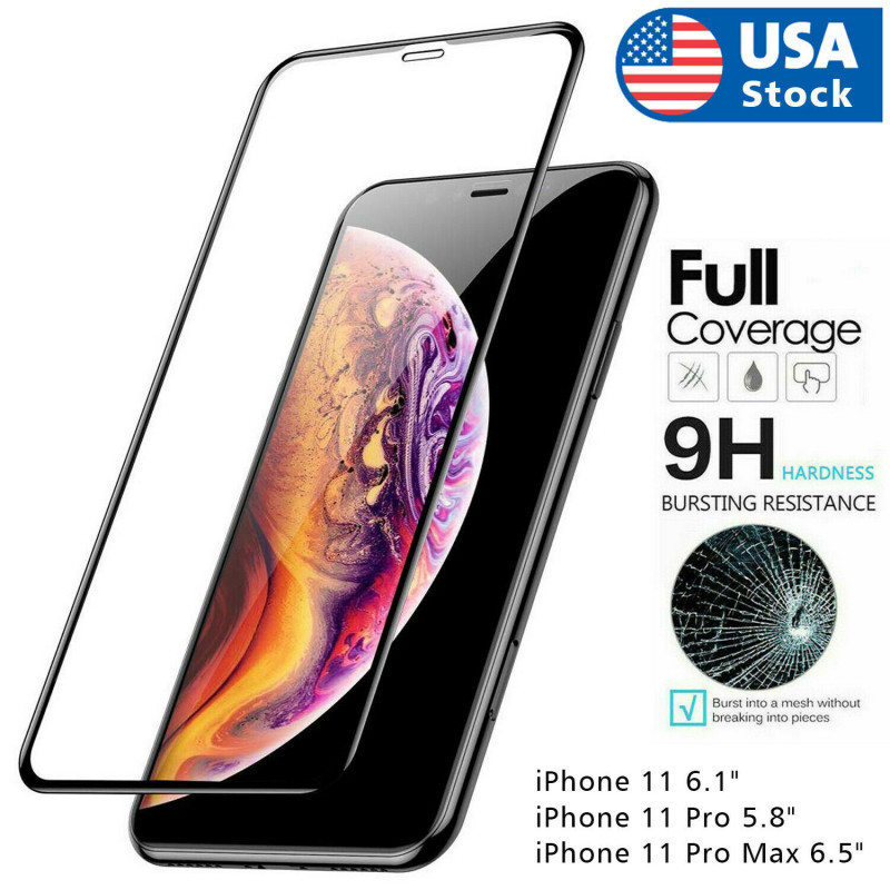 For iPhone 11 Pro Max/11 Pro /11 FULL COVER 9D Tempered Glass Screen Protector