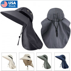 Mens Hat Brim Neck Cover Sun Flap Cap Summer Fishing Garden Outdoor