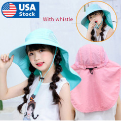 Kids Children Girls Outdoor Sun Hat UV Protection Neck Flap Cover Fishing Cap