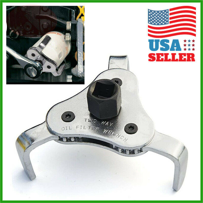 Oil Filter Wrench Auto Adjustable Universal 3 Jaw Remover Socket 1/2 & 3/8 Drive