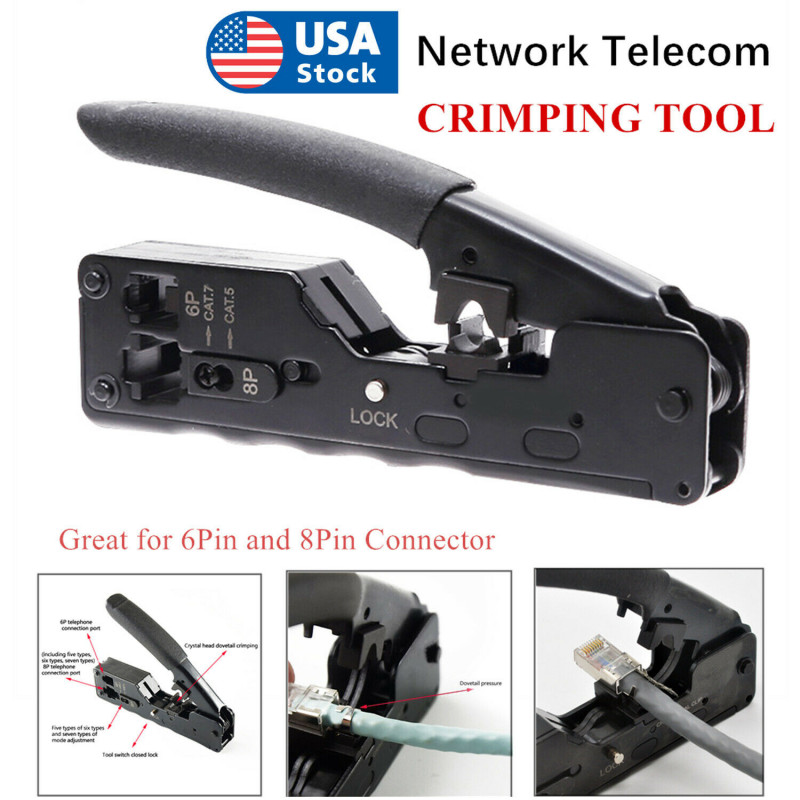 Network Telecom Crimping Tools For RJ45 RJ11 RJ12 Cat7 Cat6/6a Cat5/5e 6Pin 8Pin
