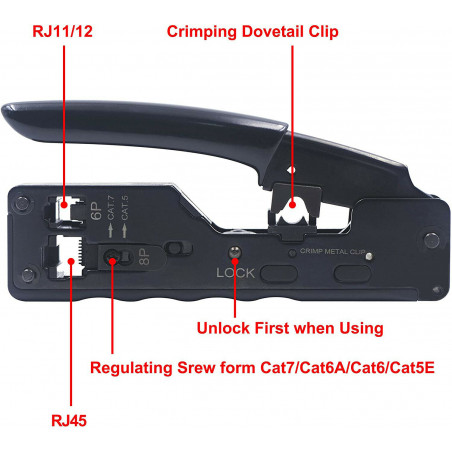 Network Telecom Crimping Tools For RJ45 RJ11 RJ12 Cat7 Cat6/6a Cat5/5e 6Pin 8Pin