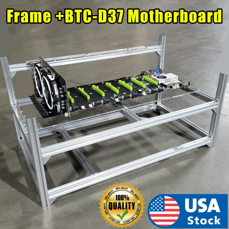 8 GPU Frame + Motherboard  Miner Mining Equipment Computer BTC Rig Ethereum