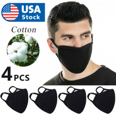 4Pcs x Double Layer Black Cotton Washable Face Mask / Reusable