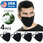 4Pcs x Double Layer Black Cotton Washable Face Mask / Reusable