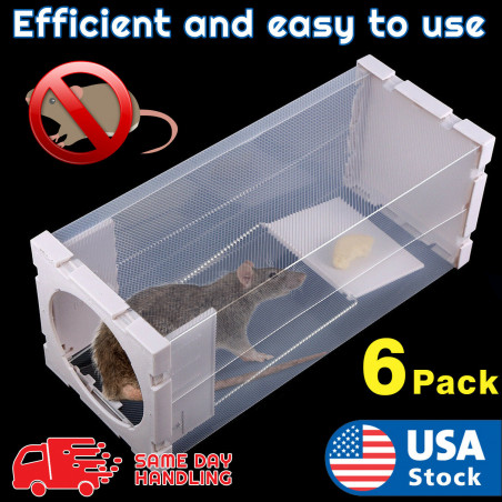 6pcs White Humane Rat Trap Cage Animal Pest Rodent Mice Mouse Bait Catch Capture