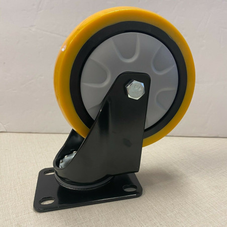 3 Inch Caster Wheels Swivel Plate Total Lock Brake On Yellow Polyurethane