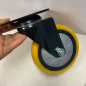 3 Inch Caster Wheels Swivel Plate Total Lock Brake On Yellow Polyurethane