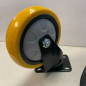 4 Inch Caster Wheels Swivel Plate Total Lock Brake On Yellow Polyurethane