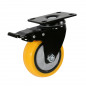 Heavy Duty Swivel Plate Casters 5" Polyurethane Wheels Total Lock Brake