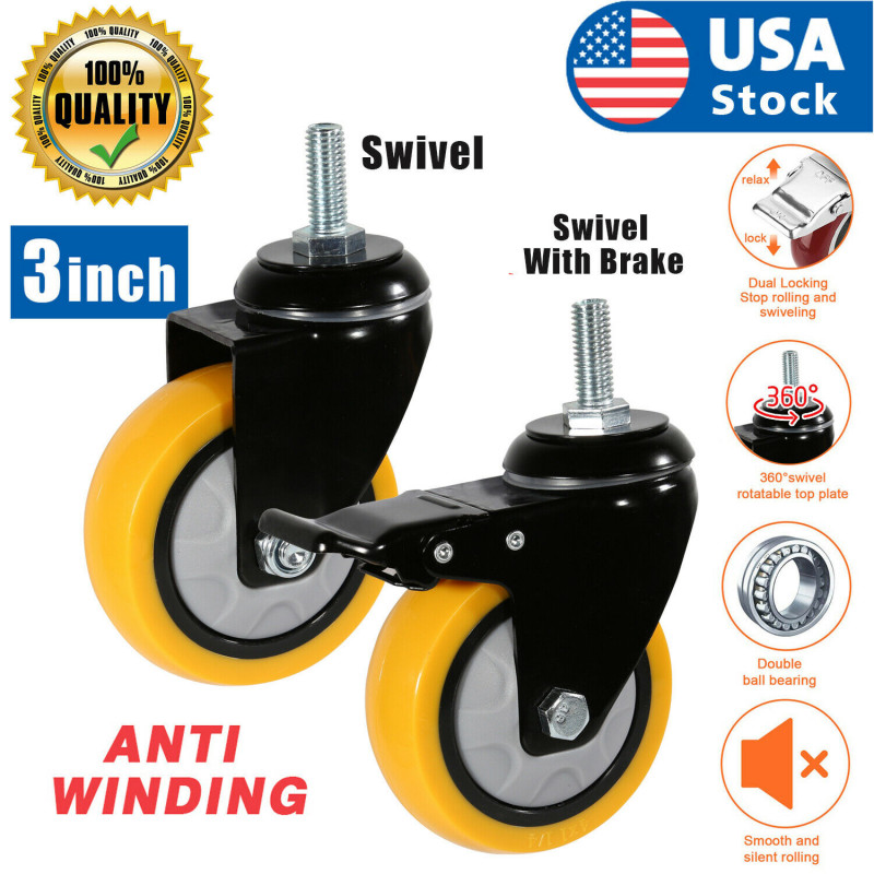 3 Inch 3‘’ Threaded Stem Mount Industrial Caster for Wire Shelving