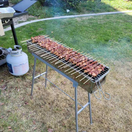 32" Party Griller Stainless Steel Charcoal Grill Yakitori BBQ Garden Lamb Kebab