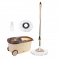 360° Rotating Floor Mop Bucket Set wheel with 2 Microfiber Head Cleaning Tool