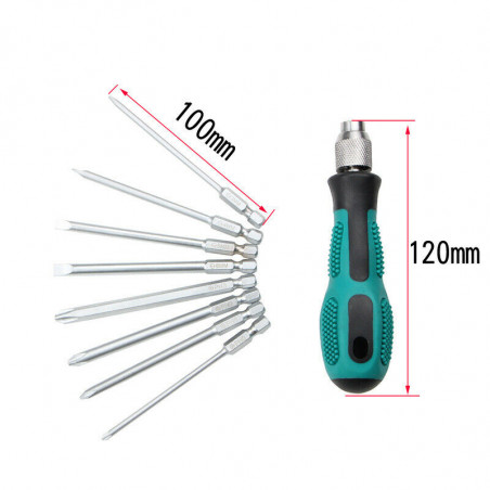 10PC Screwdriver Magnetic Precision Phillips Slotted Bits Repair Tool  Flat Head