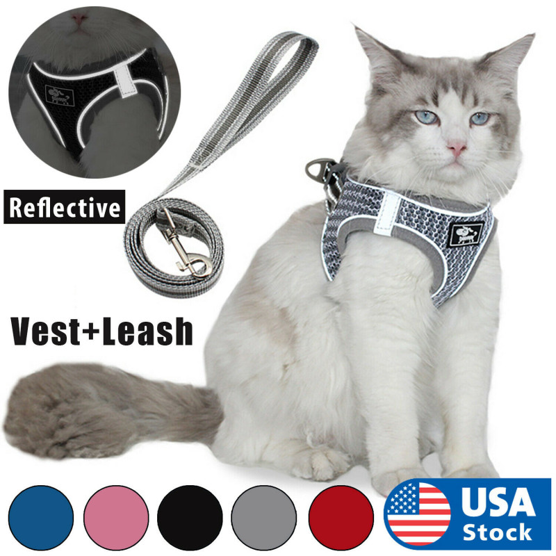 Cat Harness Reflective Walking Adjustable Vest Lightweight,  5ft Leash