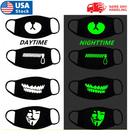 Adult Washable Protective Face Mask - Luminous Night Glow in the Dark Masks