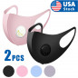 2x Reusable Washable Adult Soft Cloth Breathable Face Mask With Breathing Valve