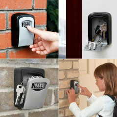 4 Digit Combination Key Lock Box Wall Mount Safe Security Storage Case Organizer