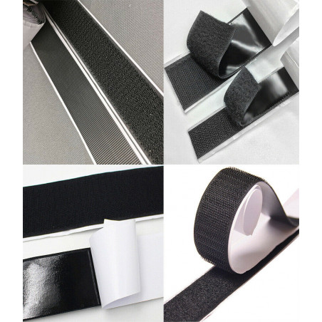 10 FEET 2" Black Self Adhesive Extra Sticky Hook & Loop Fastener Tape