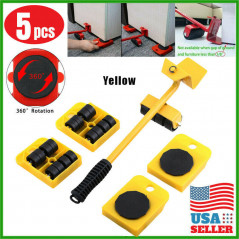 5pc Heavy Furniture Moving System Lifter Tool 4 Slide Glider Pad Wheel Easy Move