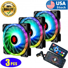 3Pcs LED Cooling Fan RGB 120mm 12V For Computer Case PC CPU w/ Remote Control US