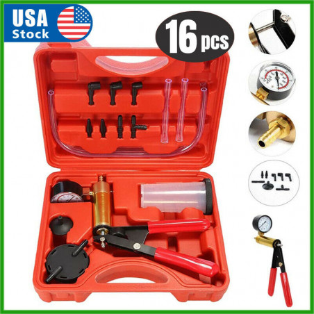 Hand Held Vacuum Pressure Pump Tester Set Brake Fluid Bleeder Bleeding Kit + Box