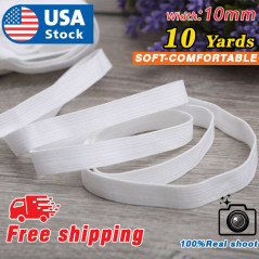 10 Yards Elastic Band 3/8" 10mm Width Sewing Trim String DIY White Braided