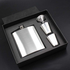 7oz Stainless Steel Hip Flask Liquor Alcohol Drink 2 Cups 1 Funnel Gift Box Set
