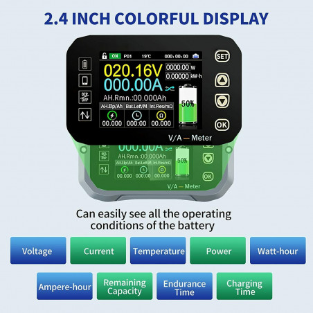 100A/400A/600A Coulomb Meter Battery Capacity Indicator Voltage Current Display