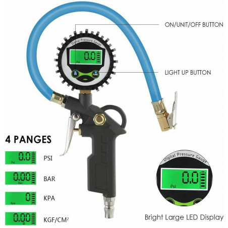 Digital Car Truck Vehicle Air Tire Pressure Inflator Gauge LCD Dial Meter Tester