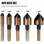 5pcs HSS Industrial Cobalt Countersink Drill Bit Set Counter Sink Chamfer Angle