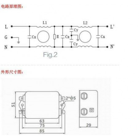 Single Phase AC Power Line EMI Filter AC 115/250V 50/60Hz 20A Suppressor