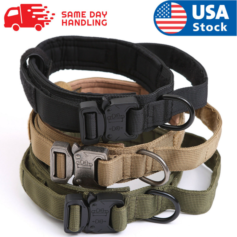 Tactical Military K9 Dog Training Collar with Metal Buckle for L Dog Heavy Duty