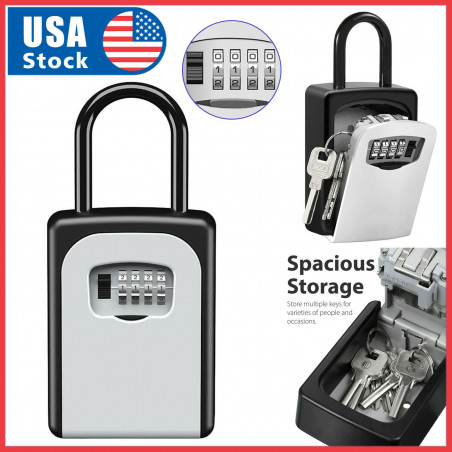 Wall Mounted 4-Digit Combination Key Lock Storage Safe Security Box Outdoor Home