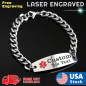 Personalized Medical alert bracelet Free Engraving with red emblem for women/men