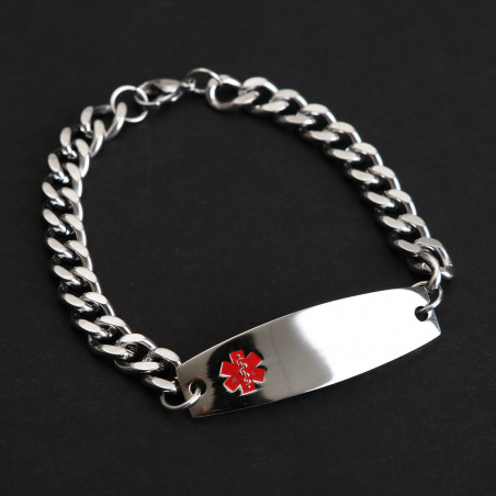 Personalized Medical alert bracelet Free Engraving with red emblem for women/men