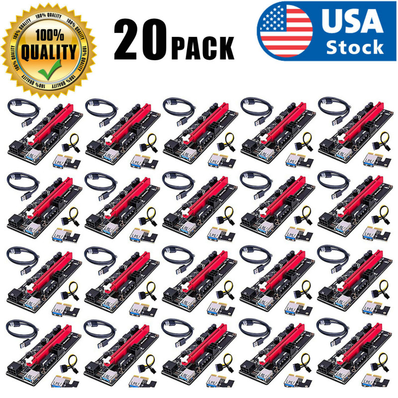 20PACK PCI-E 1x to 16x Powered USB3.0 GPU Riser Extender Adapter Card VER 009s