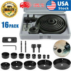 16pcs Hole Saw Drill Bit Kit Wood Plastic Sheet Metal 3/4"-5" Cutting Set Kit