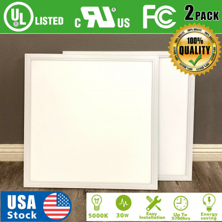 2PACK 2x2ft LED Panel Light 30W 5000K Troffer Recessed Ceiling White